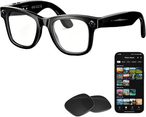 AI Smart Glasses with 8MP Camera, Bluetooth Glasses for Men Women | 1080P Anti-Shake Video Recording, Real Time Translation, AI Voice Assistant, Object Recognition in Saudi Arabia