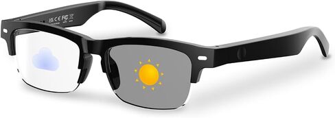 Smart Bluetooth Glasses with Open-Ear Audio & Photochromic Lenses | Bluetooth 5.4 Audio Sunglasses with Voice Assistant, IPX4 Water Resistance, Polarized Lenses for Travel, Work & Driving in Saudi Arabia