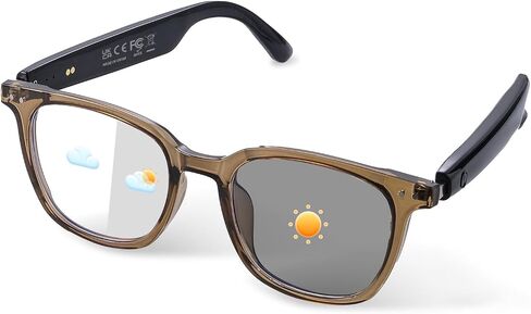 Smart Bluetooth Glasses with Open-Ear Audio & Photochromic Lenses | Bluetooth 5.4 Audio Sunglasses with Voice Assistant, IPX4 Water Resistance, Polarized Lenses for Travel, Work & Driving in Saudi Arabia