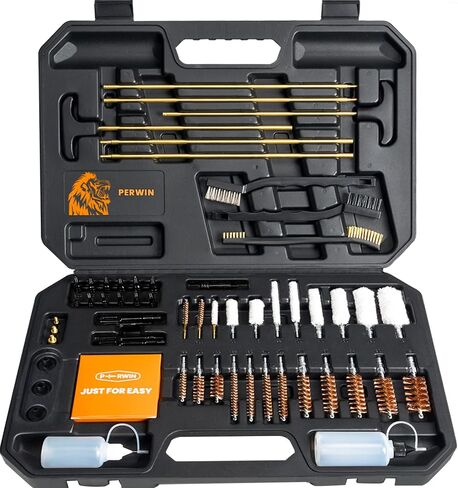 PERWIN Universal Gun Cleaning Kit for All Caliber Pistol Rifle Handgun Shotgun Hunting Cleaning Kit with Brass Rods and Tough Carrying Case, Gun Accessories Gifts for Men in Saudi Arabia
