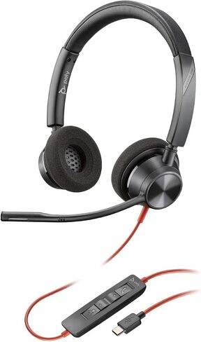 Poly Blackwire 3320 Wired Headset (Plantronics) – Flexible Microphone Boom – Hi-fi Stereo - Connect to PC/Mac via USB-C or USB-A - Works with Teams/Zoom - Amazon Exclusive in Saudi Arabia