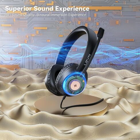 LEVN Headset with Mic, USB Headset with Microphone for PC, Headphones with Mic for Pc with Noise Canceling Microphone for Laptop, USB Headphones for Work from Home/Call Center/Open Office, Black in Saudi Arabia