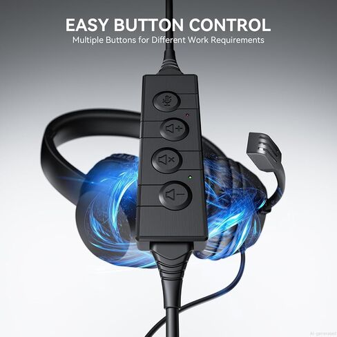 LEVN Headset with Mic, USB Headset with Microphone for PC, Headphones with Mic for Pc with Noise Canceling Microphone for Laptop, USB Headphones for Work from Home/Call Center/Open Office, Black in Saudi Arabia