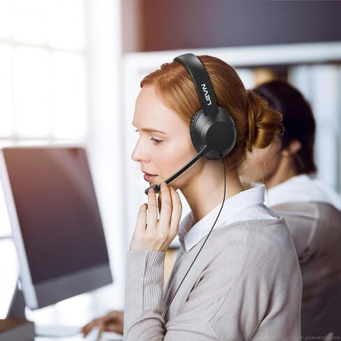 LEVN Headset with Mic, USB Headset with Microphone for PC, Headphones with Mic for Pc with Noise Canceling Microphone for Laptop, USB Headphones for Work from Home/Call Center/Open Office, Black in Saudi Arabia