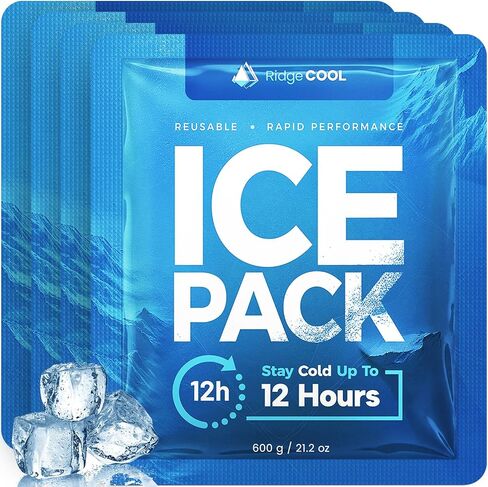 Ice Packs for Cooler, Reusable Ice Packs for Lunch Boxes, 4 Pack Long Lasting Freezer Packs, Leakproof Cooler Ice Packs for Lunch Bags and Coolers, BPA-Free, Food Safe in Saudi Arabia