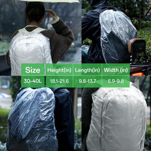 IIUIKOO10 Pack Backpack Rain Cover Waterproof Disposable Elastic Covers for 15L-40L Backpacks, Hiking Camping Travel Cycling Emergency Raincoat Protector in Saudi Arabia