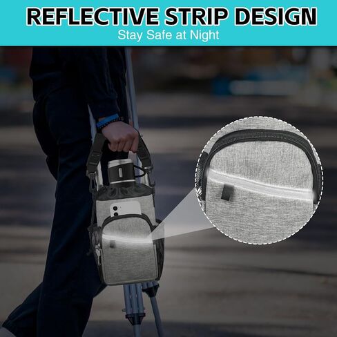 Crutch Accessories Bag Pouch with Shoulder Strap, Waterproof & Lightweight | Cup Drink Holder for Crutches with Dual-Purpose Zipper, Crutches Caddy Storage Carrying Tote for Adult Men Women in Saudi Arabia