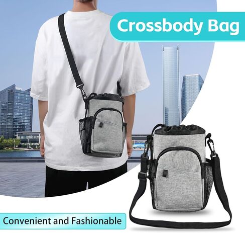 Crutch Accessories Bag Pouch with Shoulder Strap, Waterproof & Lightweight | Cup Drink Holder for Crutches with Dual-Purpose Zipper, Crutches Caddy Storage Carrying Tote for Adult Men Women in Saudi Arabia