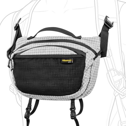 HIKEMAN Hiking Waist Pack Attaches to Strap for Front Chest Bag (Black) | Hiking fanny pack Ultra-light 144g & 2.4L, attaches to backpack chest straps as front pouch for quick-access extra storage in Kuwait