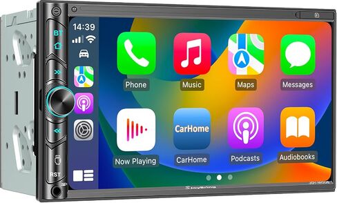 SJoyBring Double Din Car Stereo - Wireless Apple CarPlay & Android Auto, 240W 4.2CHN, 7" Touchscreen, SWC, Bluetooth, FM/AM Car Radio, 2 Subwoofers Outputs, Backup Camera in Saudi Arabia
