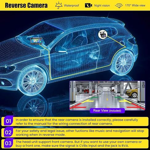 Wireless Double Din Car Stereo Radio with CD/DVD Player, Carplay & Android Auto, 7 inch Car Audio with HD Touchscreen, Bluetooth, Mirror Link, Backup Camera, SWC, FM/AM, USB/SD, A/V Input. in Saudi Arabia