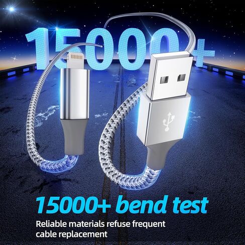 iPhone Charger 3 Pack 10FT MFi Lightning Cable (Grey White) | MFi Certified Fast Charging & High-Speed Data Sync, Compatible iPhone 14/13/12/11 Pro Max/XS MAX/XR/XS/X/8/7/Plus/6S in Saudi Arabia