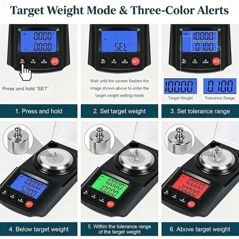 QP Reloading Scale 100g/0.001g, Grain & Milligram Scale for Powder Weighing | Digital Precision Scale with Target Weight Alert, PCS Counting, USB-C & Battery Powered, Reloading Powder Scale in Kuwait