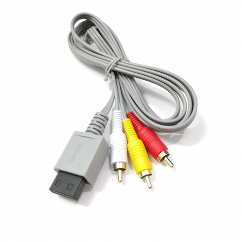 100pcs 1.8m 3 Cable for N-intendo W-ii Controller Console Audio Video AV Cable Composite 480p Gold-Plated 3RCA in Saudi Arabia
