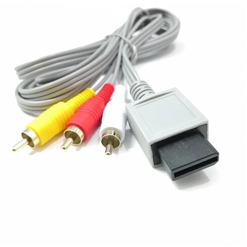 100pcs 1.8m 3 Cable for N-intendo W-ii Controller Console Audio Video AV Cable Composite 480p Gold-Plated 3RCA in Saudi Arabia