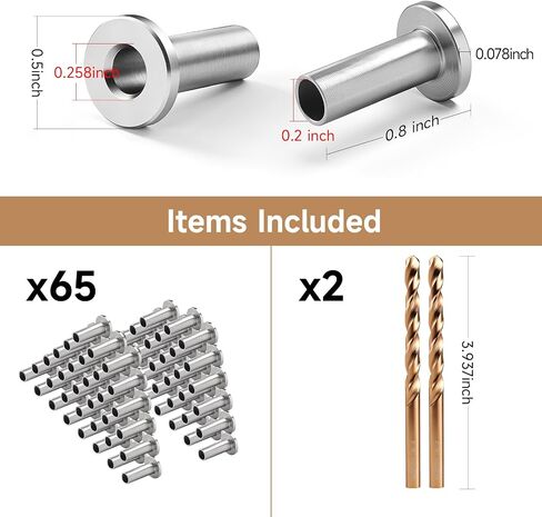 65PCS Stainless Steel Protector Sleeves, T316 Marine Grade for Deck Cable Railing, Fit 1/8" 5/32" 3/16" Wire Rope Wood Composite Postss in Saudi Arabia