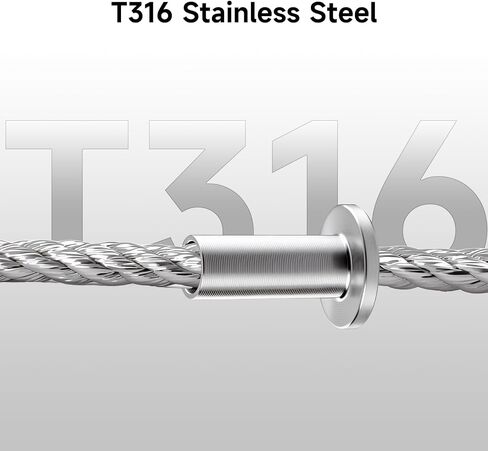 65PCS Stainless Steel Protector Sleeves, T316 Marine Grade for Deck Cable Railing, Fit 1/8" 5/32" 3/16" Wire Rope Wood Composite Postss in Saudi Arabia