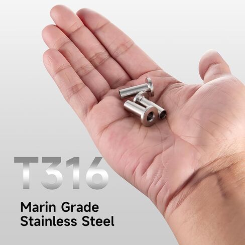 65PCS Stainless Steel Protector Sleeves, T316 Marine Grade for Deck Cable Railing, Fit 1/8" 5/32" 3/16" Wire Rope Wood Composite Postss in Saudi Arabia