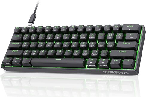 DIERYA 60% Mechanical Keyboard, DK61se Wired Gaming Keyboard with Blue Switches, LED Backlit Ultra-Compact 61 Keys Mini Office Keyboard for Windows Laptop PC Gamer Typist（Black） in Saudi Arabia