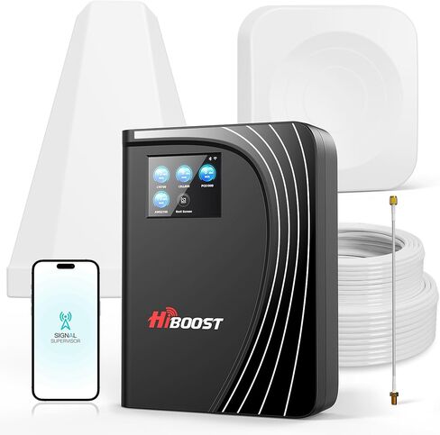 Cell Phone Booster for Home Office, Cover to 9,000 Sq Ft Signal Booster 4G LTE Compatible 5G with LCD Touch Screen 70dB Gain for All U.S. Carriers Verizon, AT&T, T-Mobile, App Support, FCC Approved in Saudi Arabia