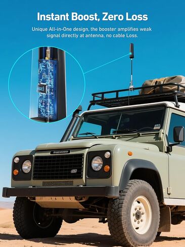 Cell Phone Booster for Truck, RV, SUVs & Off Road Vehicles | All U.S. Carriers | Zero Signal Loss, 360° Tower Reception | All-in-One Booster with Built-in Outdoor Antenna | FCC Approved in Kuwait