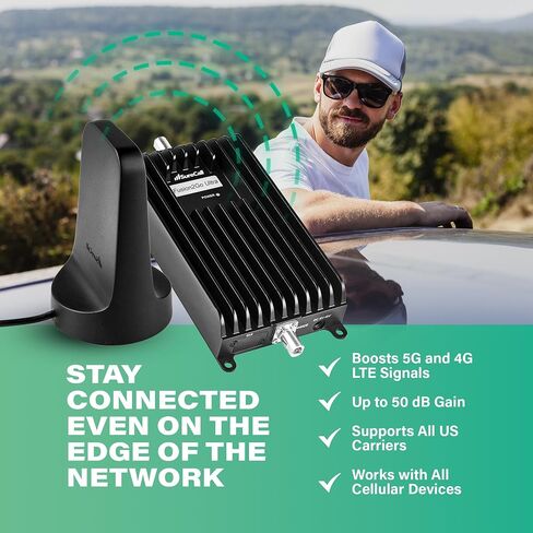 SureCall Fusion2Go Ultra Vehicle Cell Booster, Enhanced Connection Range | 5G/4G LTE | For Cars, Trucks & SUV | Magnetic Antenna | For Verizon, AT&T, T-Mobile & More | DIY | FCC Approved in Saudi Arabia
