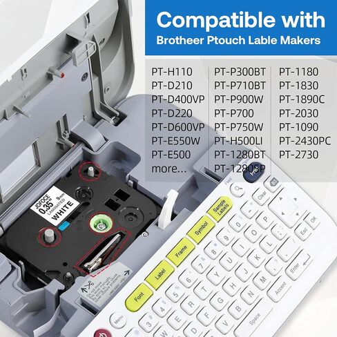TZe-221 9mm 0.35" Label Tape, Black on White, Compatible for Brother TZe-221 TZe221 P Touch Label Maker Tape for Ptouch PT-D210 D200 D220 H110 D400 D600 PT1290, 6-Packs in Saudi Arabia