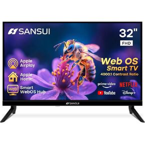SANSUI 32 inch FHD Smart WebOS TV|Frameless Screen with chromecast Built in | 4000:1 Contrast Ratio|WebOS Hub with 2×8W Speakers & Apple HomeKit & Live TV| Support Airplay & WiFi & Bluetooth 5.2 in Kuwait