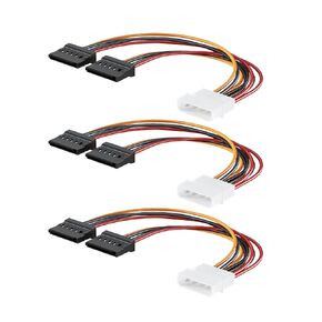 3 Pack 4 Pin Molex to Dual SATA Power Y-Cable Adapter, 4 Pin Male IDE Molex to 15 Pin Female Dual SATA Power Splitter Adapter, 7 Inch in Kuwait