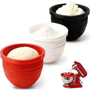 Silicone Bowl Liners for 5 Qt KitchenAid Stand Mixer – 3 Thickened Food-Grade Liners with Lids, Stand Mixer Accessories, Ideal for Multiple Dough Batches, Daily Mixing & Easy Cleanup & Easy to store in Saudi Arabia