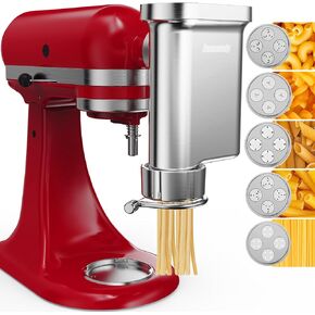 Metal Gourmet Pasta Press Attachment for KitchenAid Stand Mixer – Durable Pasta Maker Attachment with 5 Interchangeable Plates for Spaghetti, Bucatini, Fusilli, Large & Small Macaroni in Saudi Arabia