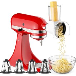 GVODE Slicer Shredder Attachment for KitchenAid Stand Mixers,Food Processor | Cheese Shredder with 4 Stainless Steel Cones, 3inch Large Feed Chute, Chute Splash-Proof Shredder, Easy Clean in Saudi Arabia