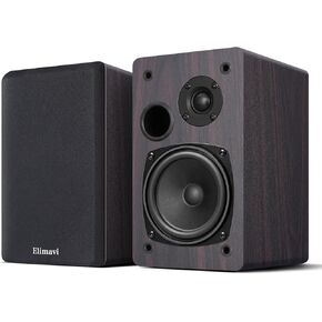 Elimavi Passive Bookshelf Speakers, Requires a Receiver or Amplifier, Black | 2-Way Design with 4" Woofer & 1" Silk Horn Tweeter, Stereo Speakers for Home Theater Surround Sound, Cables included in Saudi Arabia