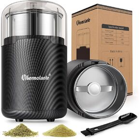 Hermolante Herb Grinder, Electric Spice Grinder, Press-Down Lid Starts | 150W Compact Size Electric Herb Grinder with Stainless Steel Blade and Cleaning Brush, for Herb Spices Coffee Nuts Seeds in Saudi Arabia
