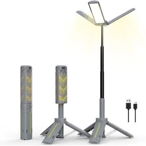 Telescopic Tripod Camping Light, 40" Adjustable Height, 20H Runtime &1000LM | Outdoor Lamp for Camping Emergency Power Outage Survival Gear - Grey in Saudi Arabia