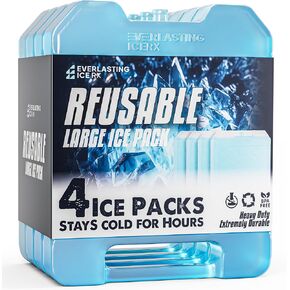 Everlasting Ice RX Large Reusable Ice Packs for Cooler with Handle (4 Pack) Long Lasting Coolness, BPA Free, Freezer Packs for Extended Cooling | Cooler Ice Packs for Camping, Fishing, Hiking, Beach in Saudi Arabia