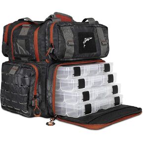 Ego Kryptek Tactical Tackle Box Backpack, Durable Fishing Tool Bag, 1000D Nylon Fabric with PVC Back, Water-Resistant, Multiple Storage Pockets, Laser-Cut Molle Loops, Includes 4 Tackle Trays in Kuwait