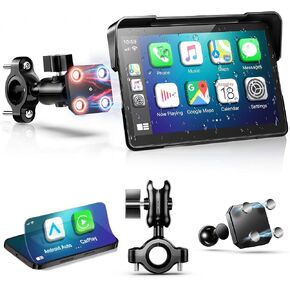 2026 YZW GPS Carplay 5 inch for Motorcycle with Wireless CarPlay & Android Auto, IP69K Waterproof Touch Screen, GPS Navigation, Supports Bluetooth, Siri/Google Voice Control, Custom Boot Logo, Bracket in Saudi Arabia