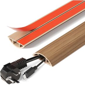DELAMU Floor Cord Cover Self Adhesive Cord Hider, 5FT Cord Covers for Wires on Floor, Easy Cut Cord Protector Floor, Suitable for Home & Office, Brownwood in Saudi Arabia
