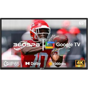 55" Outdoor TV, 4K UHD Google TV, 1000nits High Brightness Smart TVs | IP65 Weatherproof TVs, Outside TV with Voice Assistant Remote, Compatible with Dolby, Outdoor Tvs for Patios, Sports in Kuwait