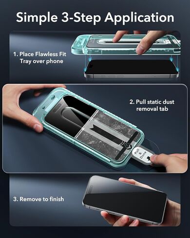 ESR 3 Pack for iPhone 16 Pro Screen Protector, FlawlessFit Tray in Saudi Arabia