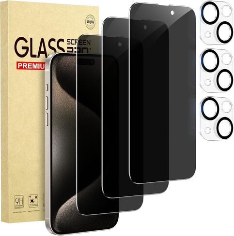 3 Pack Privacy Screen Protector for iPhone 14 Pro Max+3 Pack Camera Lens Protector with Tempered Glass, Touch Sensitive and Case Friendly in Saudi Arabia