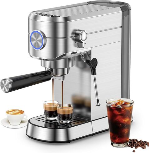 Kndko Espresso Machine, 20 Bar Espresso Coffee Machine with Milk Frother, Compact Stainless Steel Coffee Maker with 34oz Removable Water Tank for Cappuccino, Latte in Saudi Arabia
