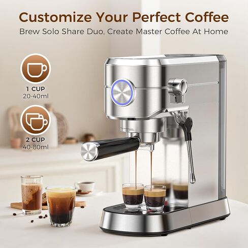 Kndko Espresso Machine, 20 Bar Espresso Coffee Machine with Milk Frother, Compact Stainless Steel Coffee Maker with 34oz Removable Water Tank for Cappuccino, Latte in Saudi Arabia