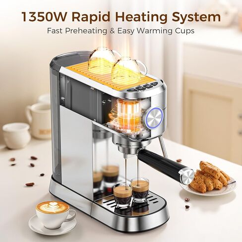 Kndko Espresso Machine, 20 Bar Espresso Coffee Machine with Milk Frother, Compact Stainless Steel Coffee Maker with 34oz Removable Water Tank for Cappuccino, Latte in Saudi Arabia