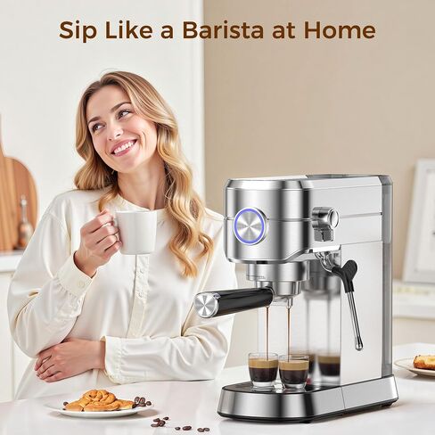 Kndko Espresso Machine, 20 Bar Espresso Coffee Machine with Milk Frother, Compact Stainless Steel Coffee Maker with 34oz Removable Water Tank for Cappuccino, Latte in Saudi Arabia
