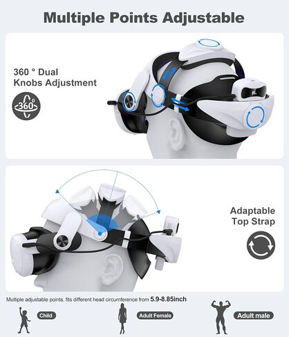 Kawaye Hot-Swappble Batery Head Strap for Meta Quest 3S/3/2,Elite Strap with 15000mAh (7500mAh x 2) Hot-Swappble Batery Pack Extend 6-8H Playtime, VR Headset Strap Enhanced Support&Comfort in Kuwait