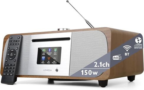 LEMEGA M6P CD Player, FM, Bluetooth, Powerful HiFi, Subwoofer, Walnut | 2.8in colour display, 40 presets, remote control, wooden cabinet, headphone jack, internal subwoofer, EQ modes, remote in Saudi Arabia