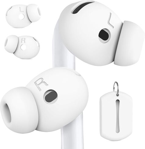 2 Pairs Ear Tips for AirPods 4 Grip Silicone Earbuds Cover [Added Storage Pouch][US Patent Registered] Compatible with Apple AirPods 4th Generation (White) in Saudi Arabia