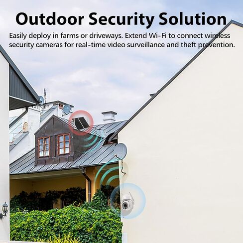 30W Solar WiFi Extender, 5.8G/2.4G Dual Band Solar WiFi Extender Signal Booster for Yard Farm Ranch, Solar Powered WiFi Repeater 111Wh Battery, IP66 Waterproof, 1200Mbps Coverage in Saudi Arabia
